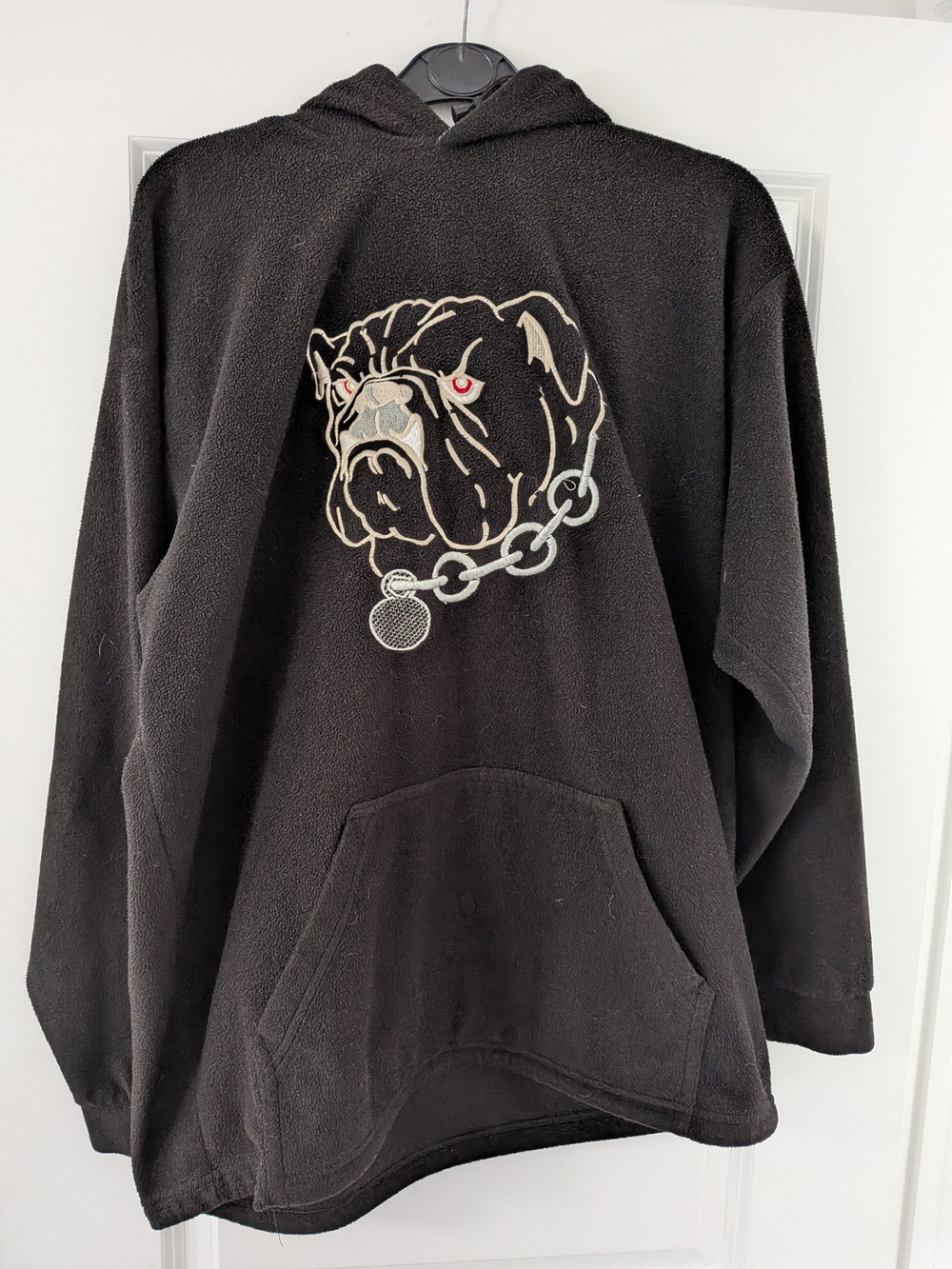Urban Behavior Y2K Oversized Medium Black Crewneck Hoodie with Bulldog Graphic